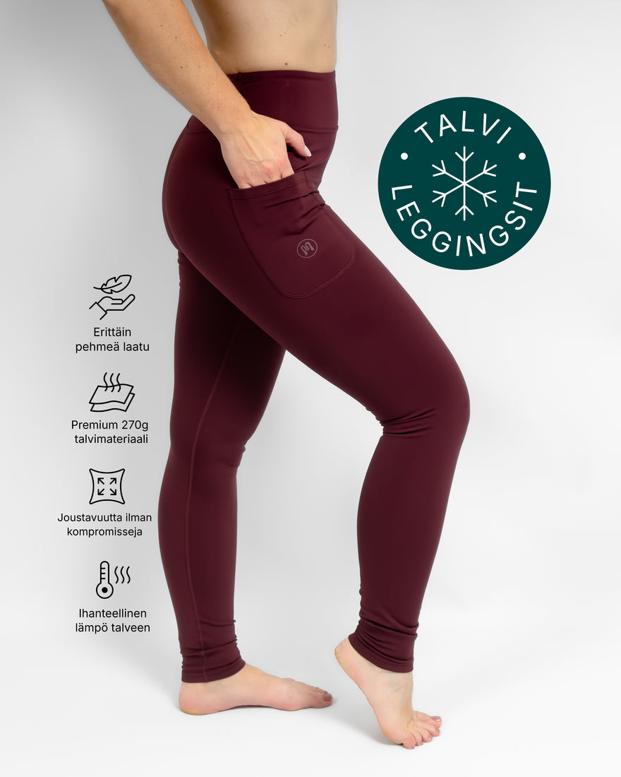Aya Deep Bordeaux Tight Fit Winter Leggings