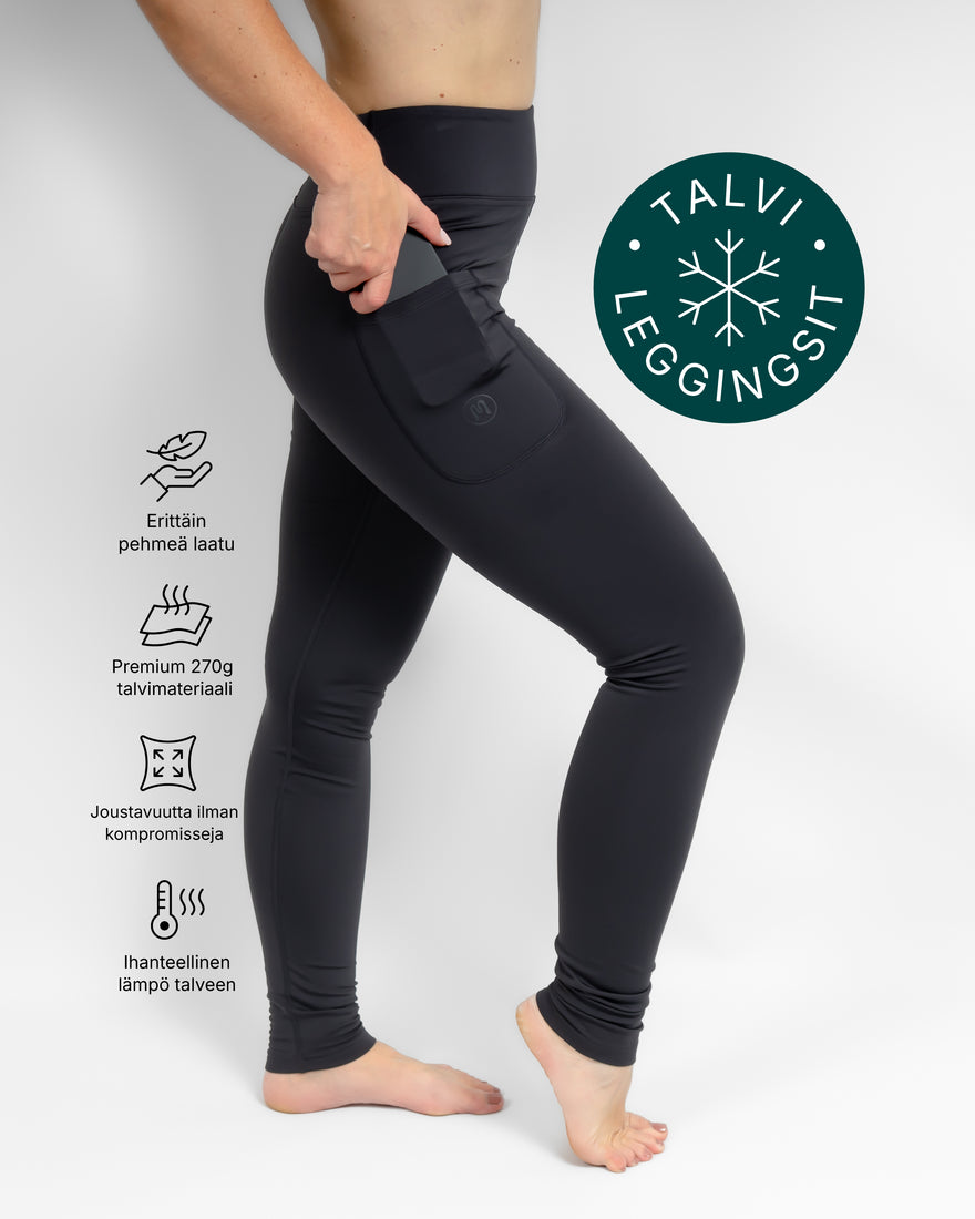 Aya Deep Grey Tight Fit Winter Leggings