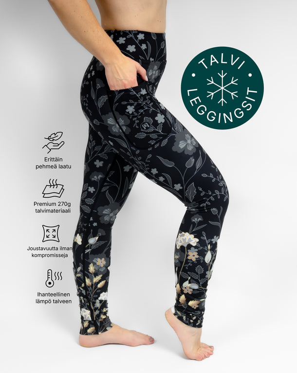 Aya Elegant Floral Tight Fit Winter Leggings