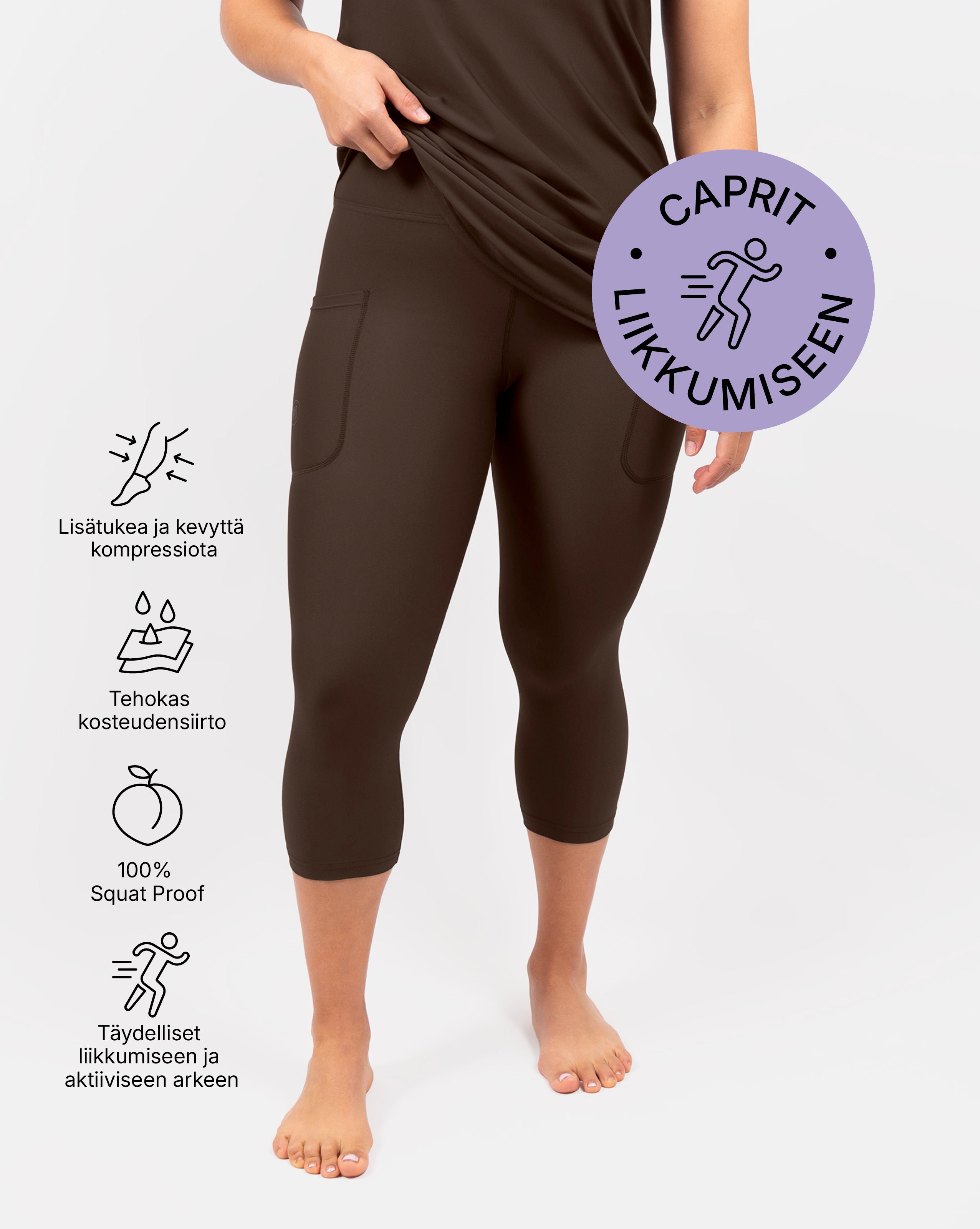 Eva Mocha Brown Compression Capri – Maya Freya