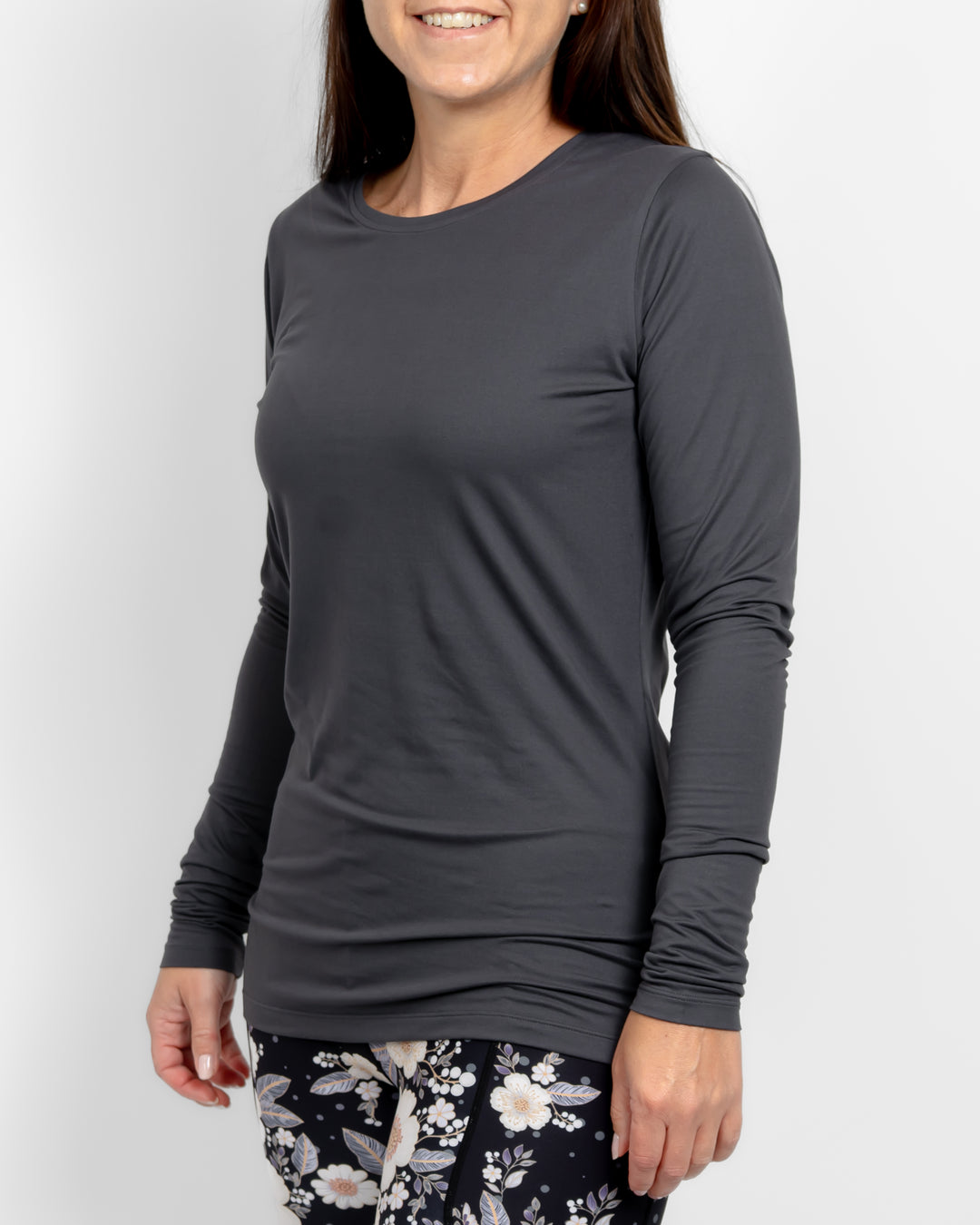 Mira Fitted Deep Grey Long-Sleeve