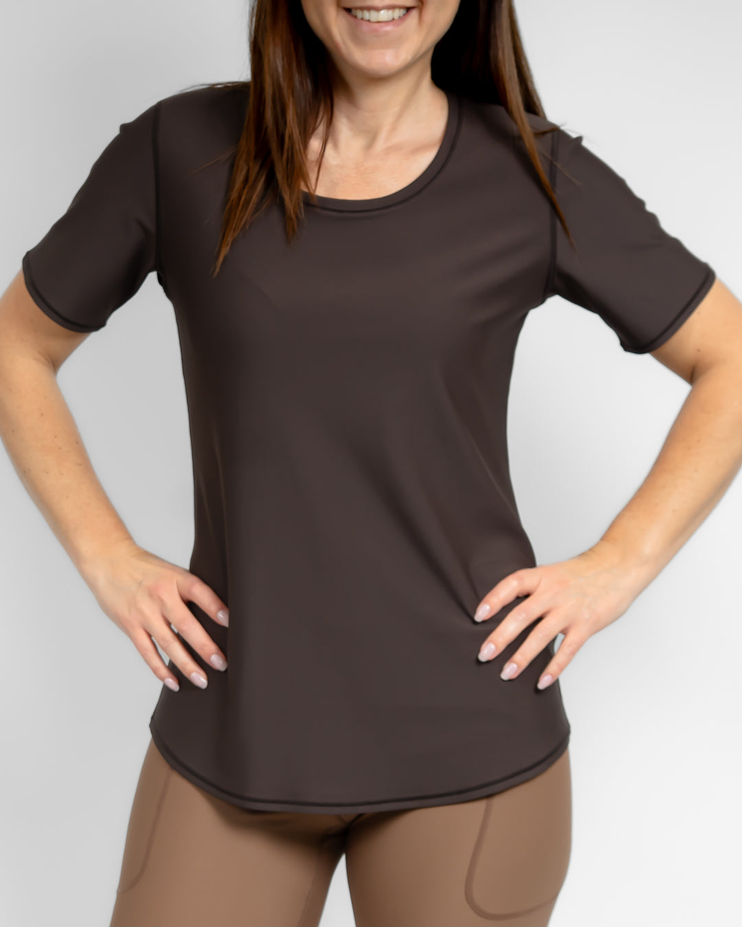 Vigga Fitted Mocha Brown T-Shirt